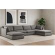 Meridian Furniture Mackenzie Grey Durable Linen Textured Modular Sectional