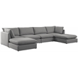 Meridian Furniture Mackenzie Grey Durable Linen Textured Modular Sectional