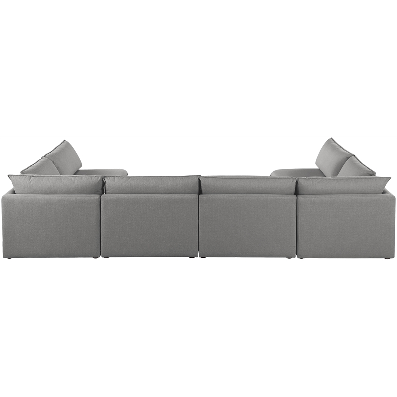 Meridian Furniture Mackenzie Grey Durable Linen Textured Modular Sectional