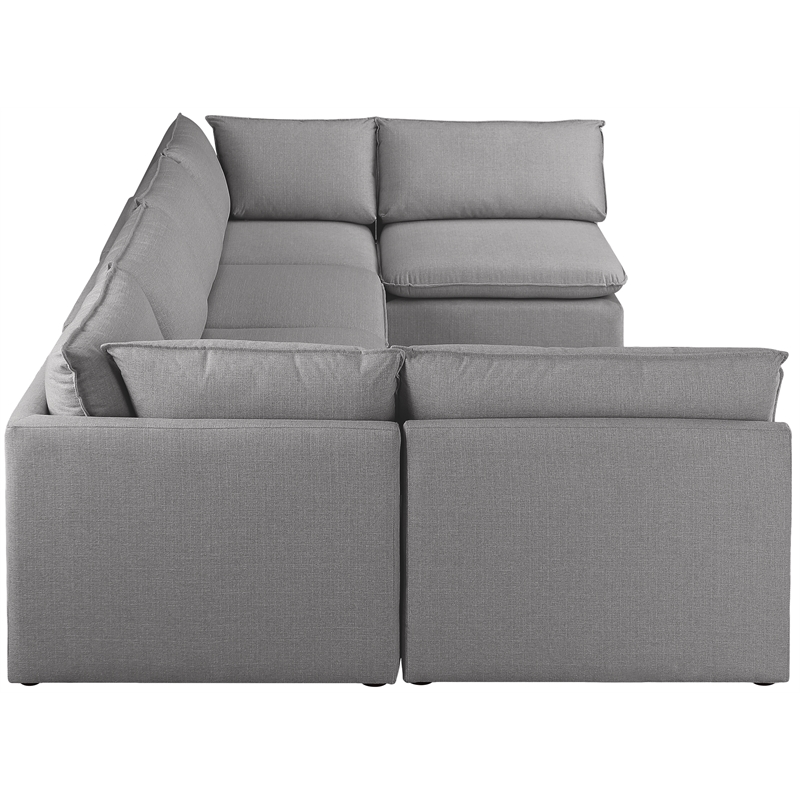 Meridian Furniture Mackenzie Grey Durable Linen Textured Modular Sectional