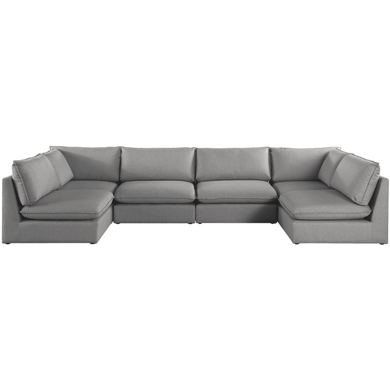 Meridian Furniture Mackenzie Grey Durable Linen Textured Modular Sectional