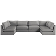 Meridian Furniture Mackenzie Grey Durable Linen Textured Modular Sectional