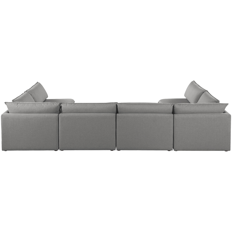 Meridian Furniture Mackenzie Grey Durable Linen Textured Modular Sectional