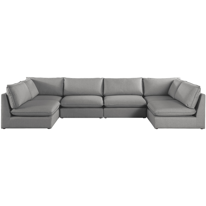 Meridian Furniture Mackenzie Grey Durable Linen Textured Modular Sectional