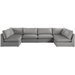 Meridian Furniture Mackenzie Grey Durable Linen Textured Modular Sectional