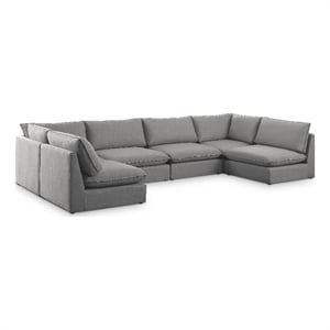 Meridian Furniture Mackenzie Grey Durable Linen Textured Modular Sectional