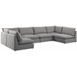 Meridian Furniture Mackenzie Grey Durable Linen Textured Modular Sectional