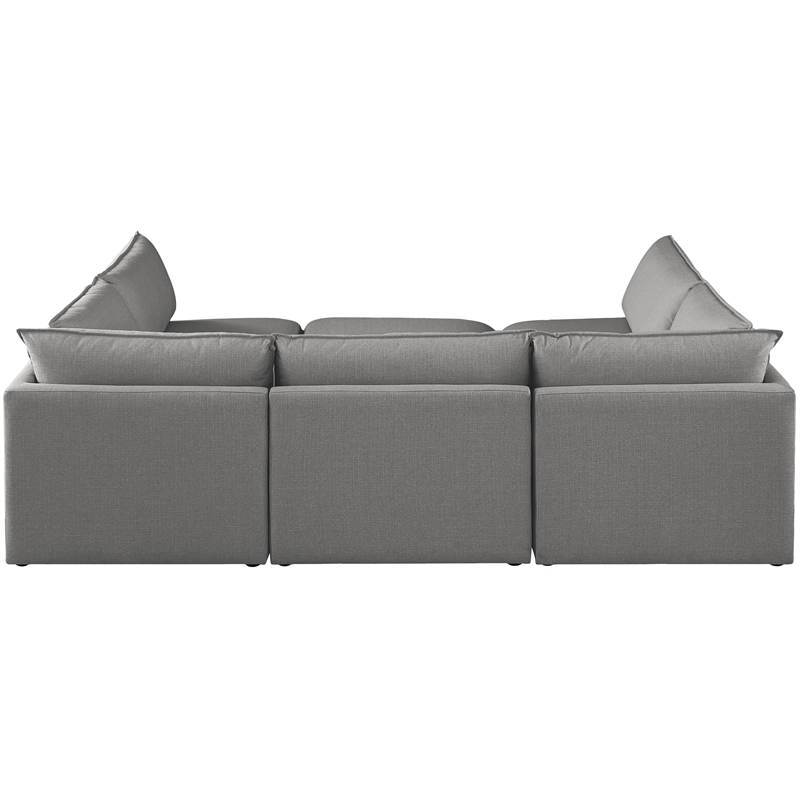 Meridian Furniture Mackenzie Grey Durable Linen Textured Modular Sectional