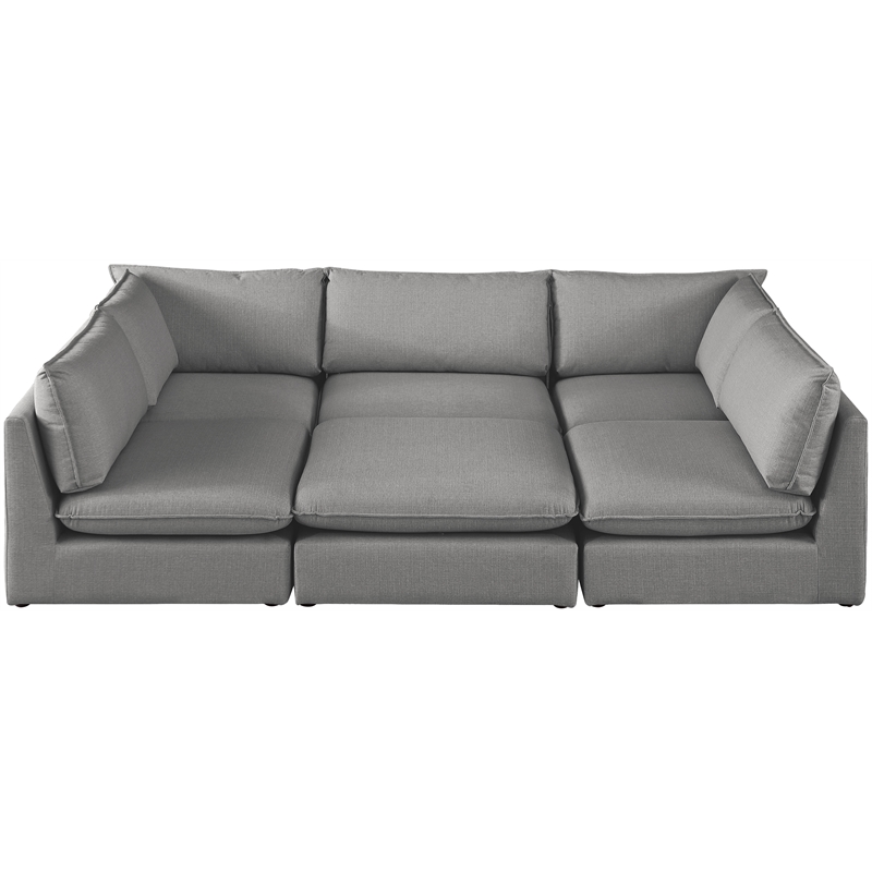 Meridian Furniture Mackenzie Grey Durable Linen Textured Modular Sectional