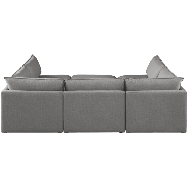Meridian Furniture Mackenzie Grey Durable Linen Textured Modular Sectional