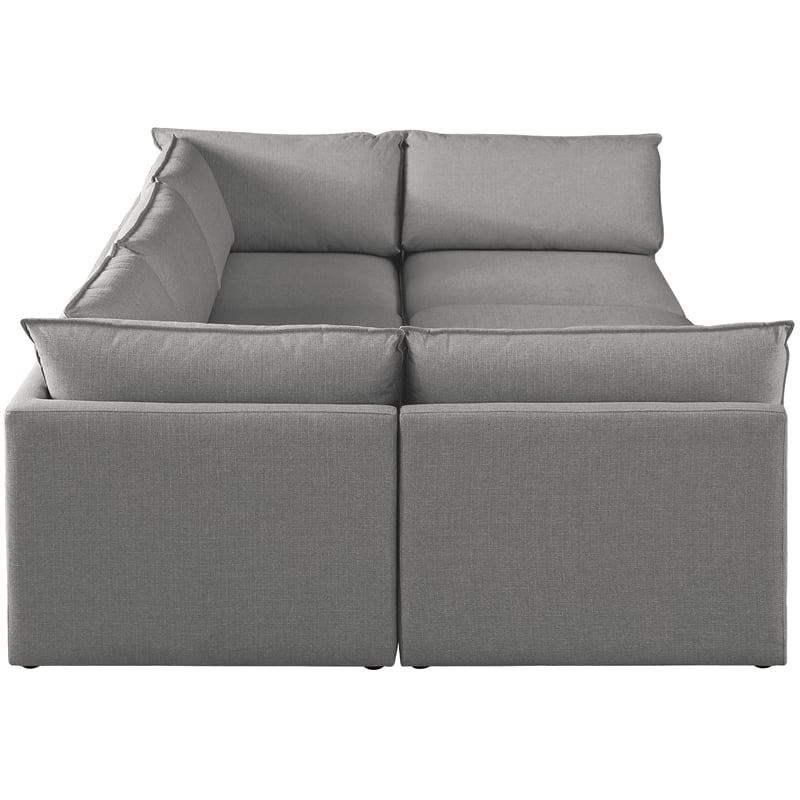 Meridian Furniture Mackenzie Grey Durable Linen Textured Modular Sectional
