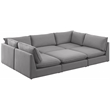 Meridian Furniture Mackenzie Grey Durable Linen Textured Modular Sectional