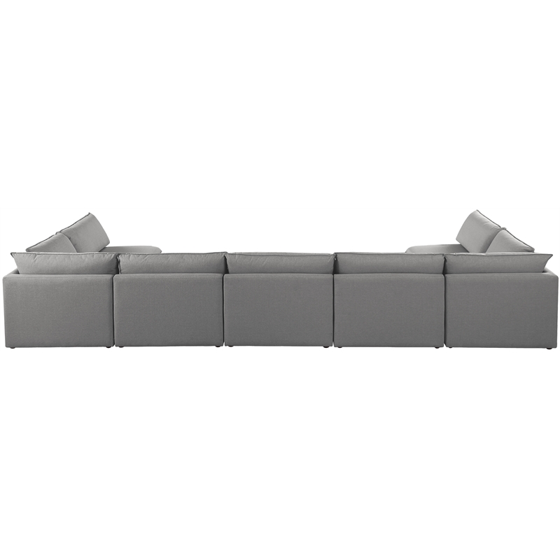 Meridian Furniture Mackenzie Grey Durable Linen Textured Modular Sectional