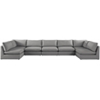 Meridian Furniture Mackenzie Grey Durable Linen Textured Modular Sectional