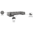Meridian Furniture Mackenzie Grey Durable Linen Textured Modular Sectional