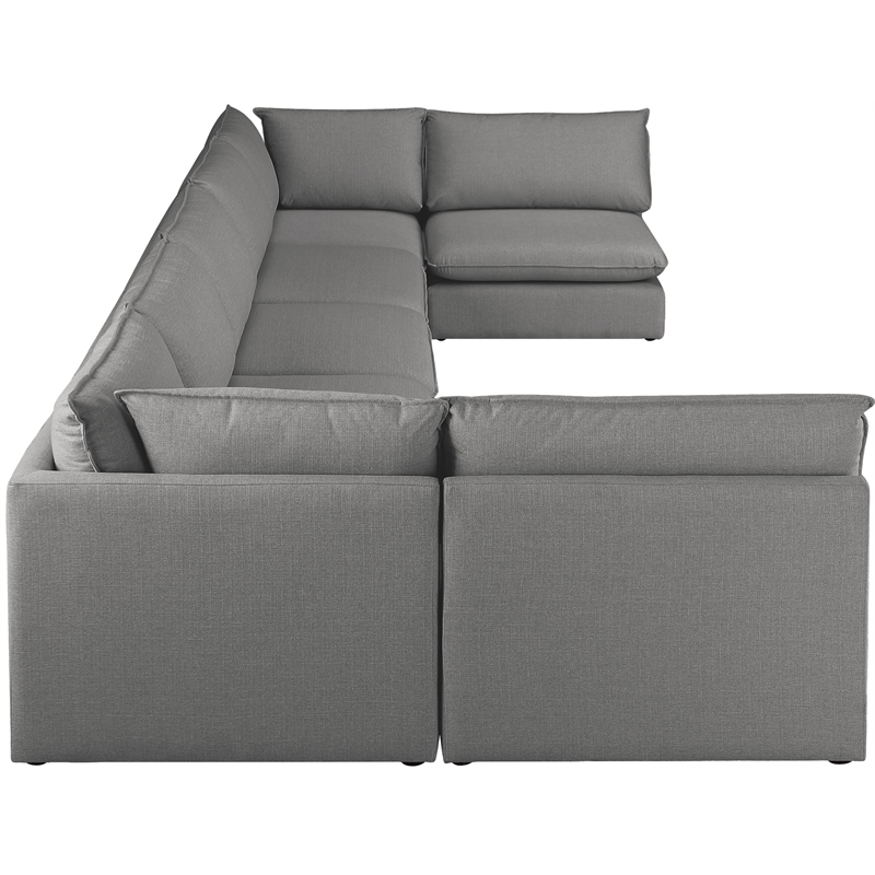 Meridian Furniture Mackenzie Grey Durable Linen Textured Modular Sectional