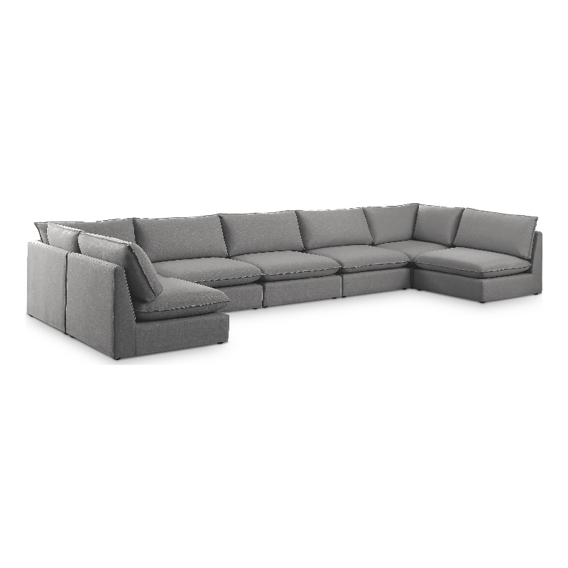 Meridian Furniture Mackenzie Grey Durable Linen Textured Modular Sectional