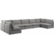 Meridian Furniture Mackenzie Grey Durable Linen Textured Modular Sectional