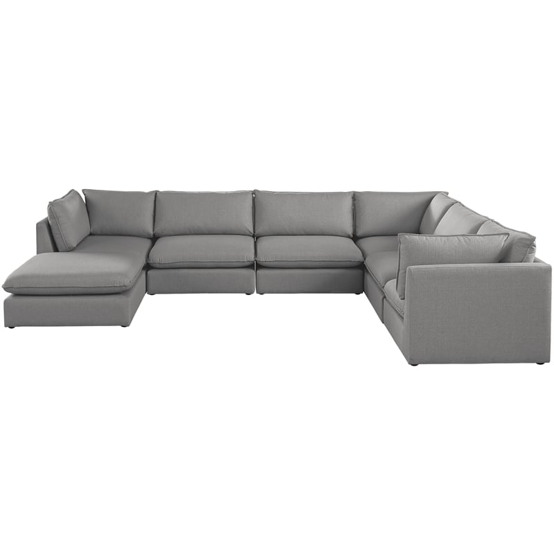 Meridian Furniture Mackenzie Grey Durable Linen Textured Modular Sectional