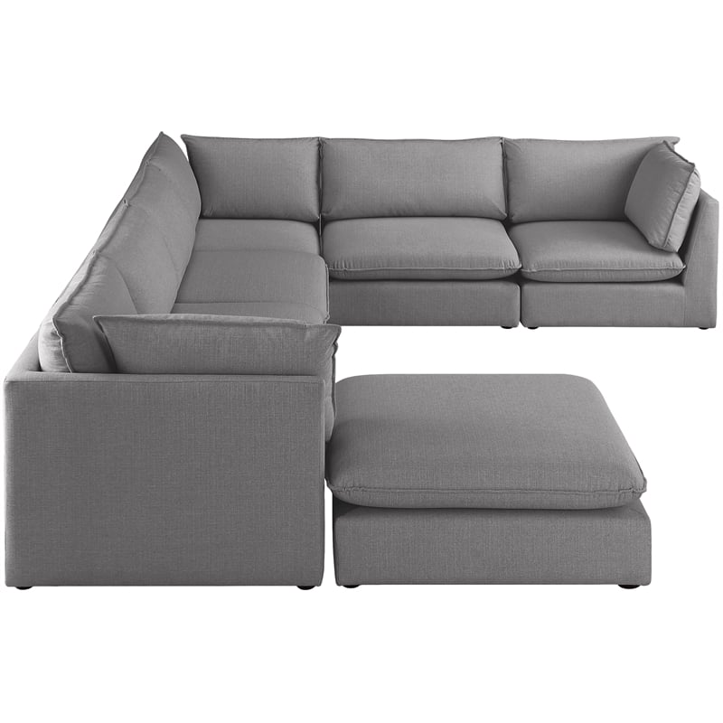 Meridian Furniture Mackenzie Grey Durable Linen Textured Modular Sectional