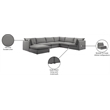 Meridian Furniture Mackenzie Grey Durable Linen Textured Modular Sectional