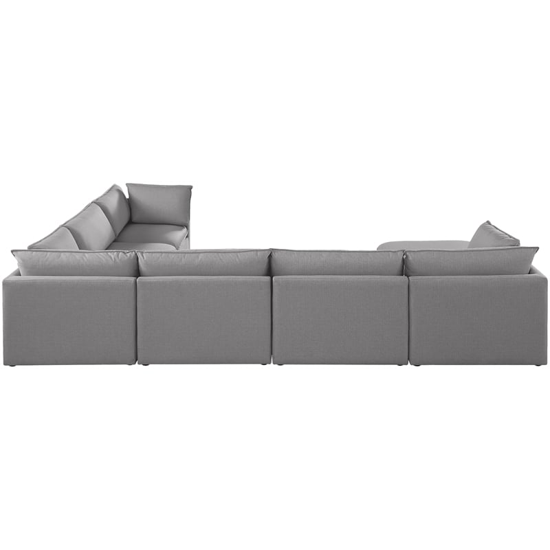 Meridian Furniture Mackenzie Grey Durable Linen Textured Modular Sectional