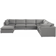 Meridian Furniture Mackenzie Grey Durable Linen Textured Modular Sectional