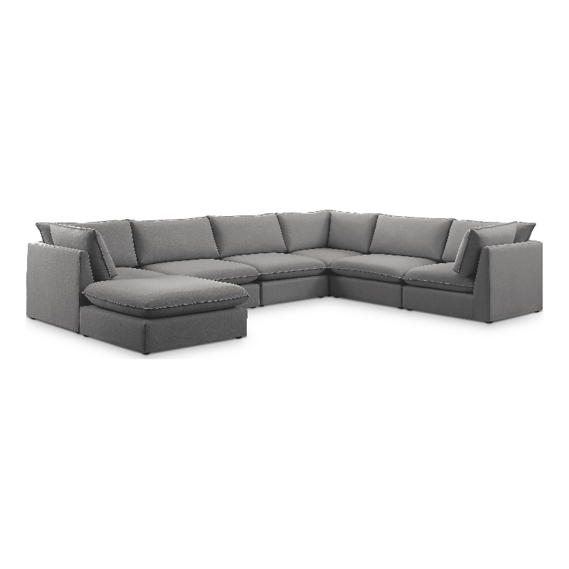 Meridian Furniture Mackenzie Grey Durable Linen Textured Modular Sectional