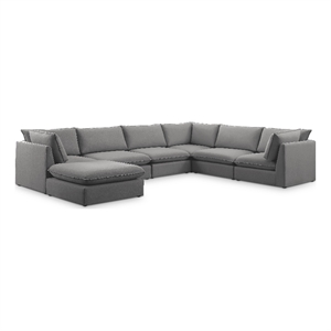 Meridian Furniture Mackenzie Grey Durable Linen Textured Modular Sectional