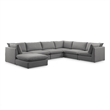 Meridian Furniture Mackenzie Grey Durable Linen Textured Modular Sectional