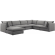 Meridian Furniture Mackenzie Grey Durable Linen Textured Modular Sectional