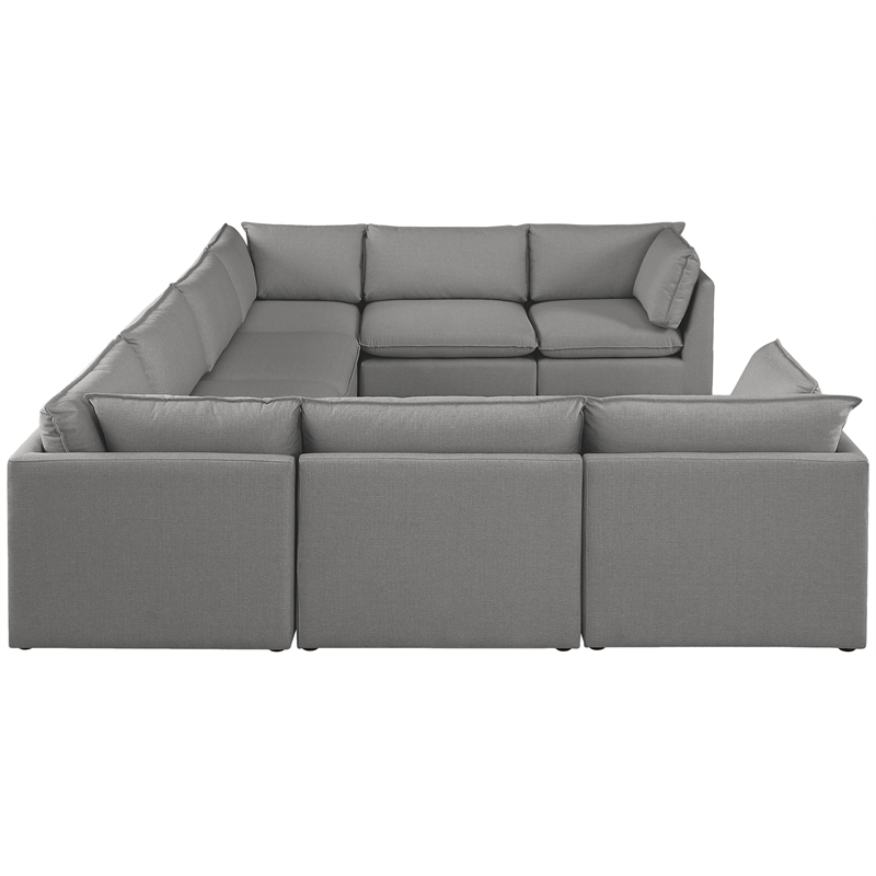 Meridian Furniture Mackenzie Grey Durable Linen Textured Modular Sectional