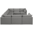 Meridian Furniture Mackenzie Grey Durable Linen Textured Modular Sectional
