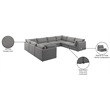 Meridian Furniture Mackenzie Grey Durable Linen Textured Modular Sectional