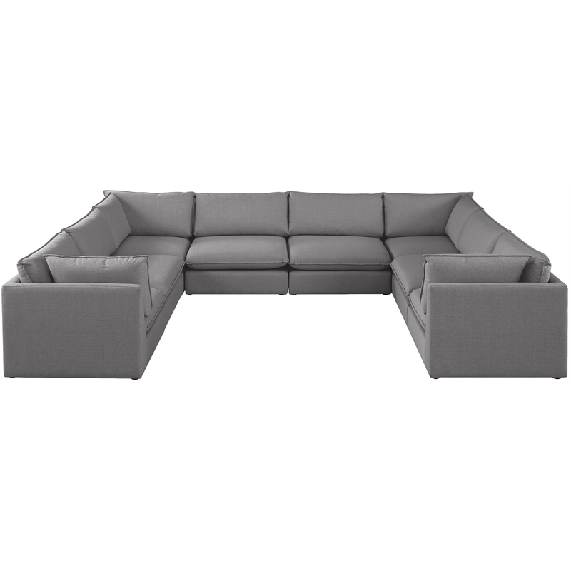 Meridian Furniture Mackenzie Grey Durable Linen Textured Modular Sectional