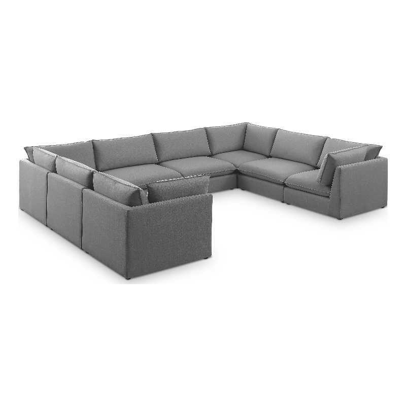 Meridian Furniture Mackenzie Grey Durable Linen Textured Modular Sectional