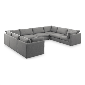 Meridian Furniture Mackenzie Grey Durable Linen Textured Modular Sectional