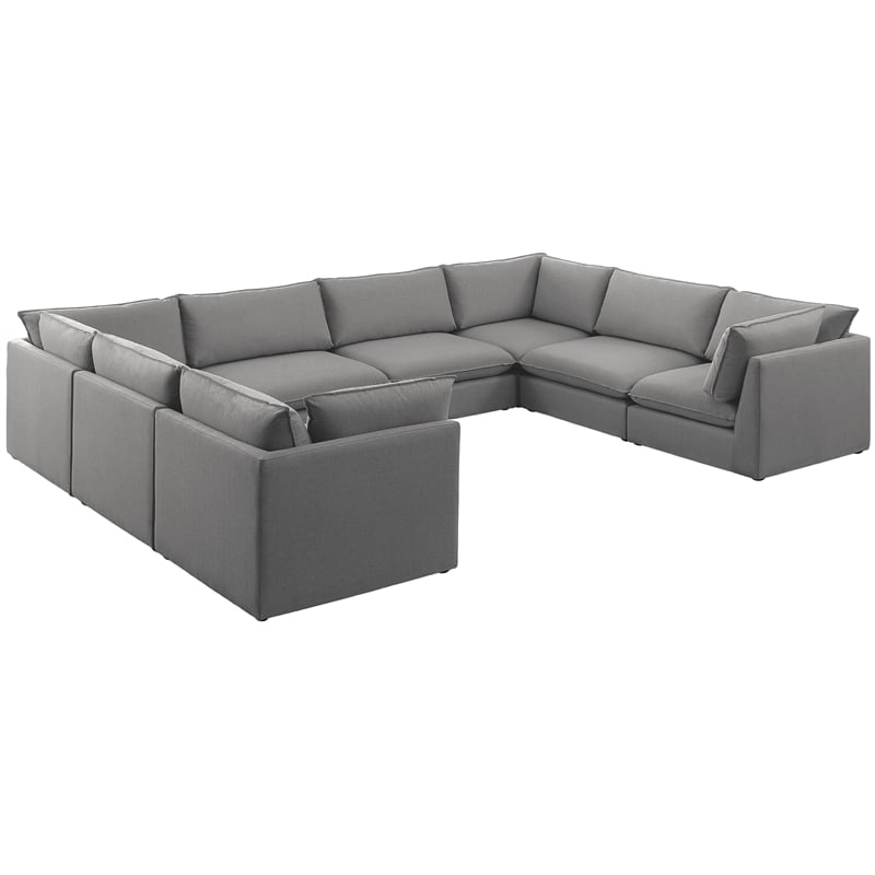 Meridian Furniture Mackenzie Grey Durable Linen Textured Modular Sectional