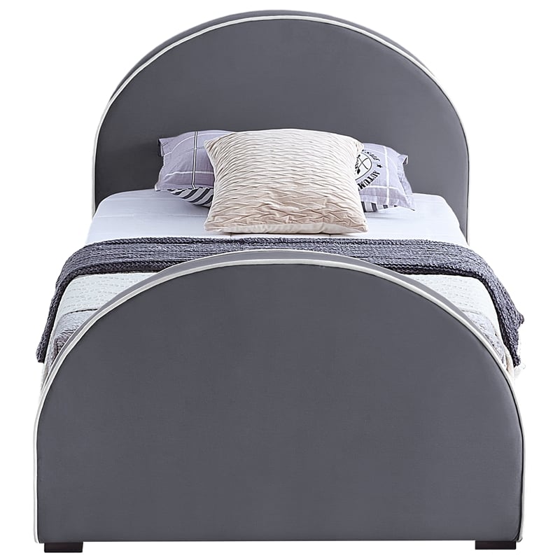 Meridian Furniture Brody Grey Velvet Twin Bed