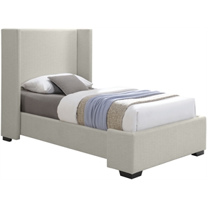 Meridian Furniture Oxford Beige Linen Textured Fabric Twin Bed