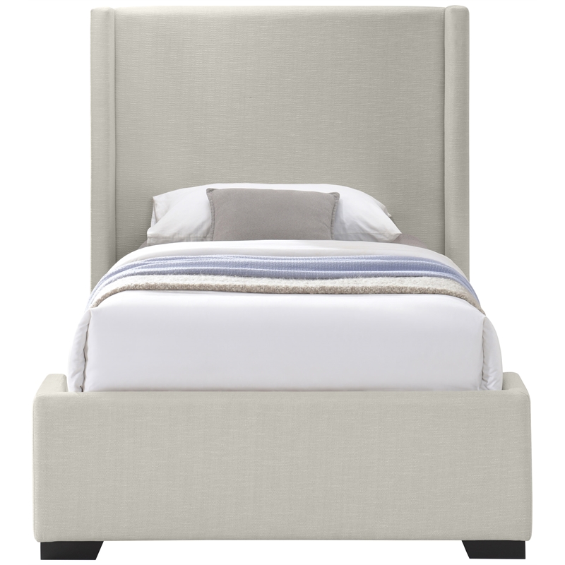 Meridian Furniture Oxford Beige Linen Textured Fabric Twin Bed