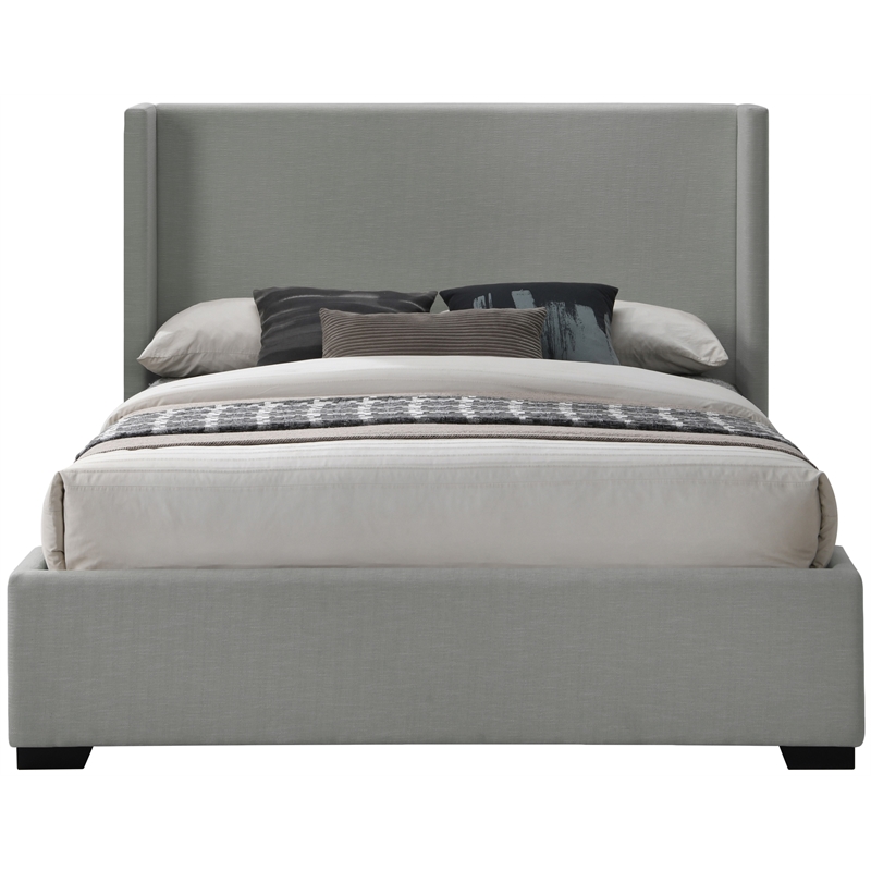 Meridian Furniture Oxford Grey Linen Textured Fabric Full Bed