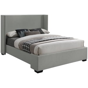 Meridian Furniture Oxford Grey Linen Textured Fabric King Bed