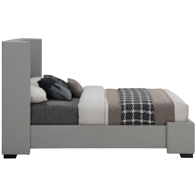 Meridian Furniture Oxford Grey Linen Textured Fabric Queen Bed