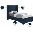 Meridian Furniture Oxford Navy Linen Textured Fabric Twin Bed