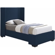 Meridian Furniture Oxford Navy Linen Textured Fabric Twin Bed