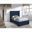 Meridian Furniture Oxford Navy Linen Textured Fabric Twin Bed