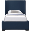 Meridian Furniture Oxford Navy Linen Textured Fabric Twin Bed