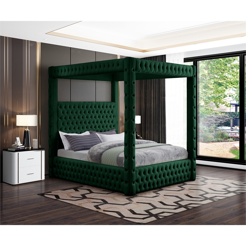 Meridian Furniture Royal Green Velvet Queen Bed
