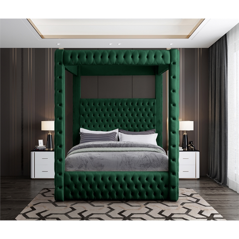 Meridian Furniture Royal Green Velvet Queen Bed
